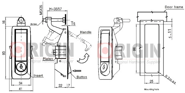 Ms719 Lever Latch Assembly with Locking Rasied Trigger Plane Compression Lock